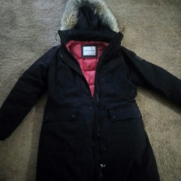 calvin klein black women's coat